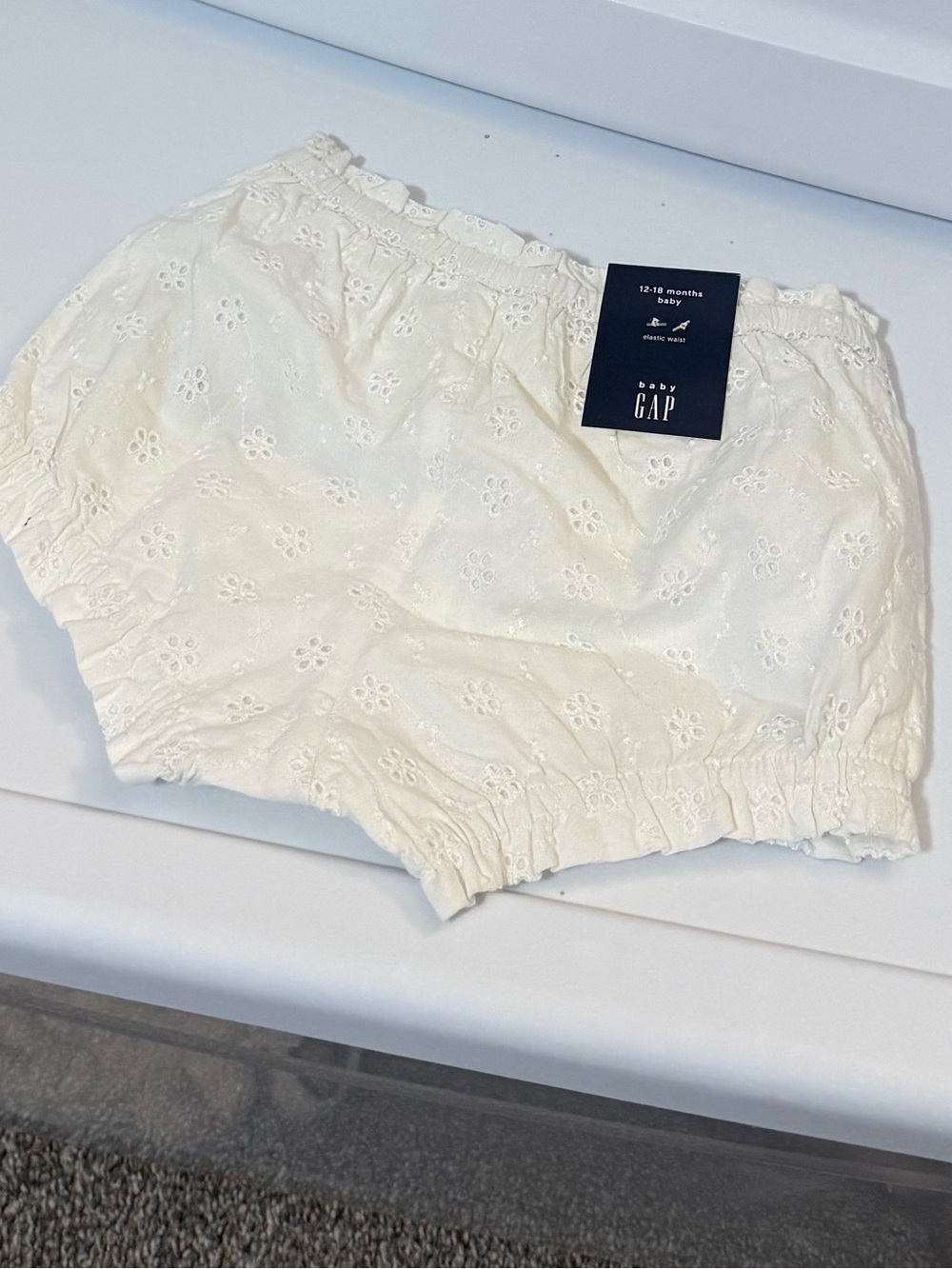 GAP Cream Eyelet Baby Bloomers
